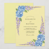 Invitation Mariage Hydrangea Eucalyptus Jaune Pâle (Devant / Derrière)