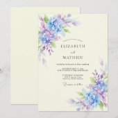 Invitation Mariage Hydrangea Eucalyptus Lavande Pérywinkle (Devant / Derrière)