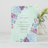 Invitation Mariage Hydrangea Eucalyptus Menthe Myosotis (Debout devant)
