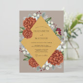 Invitation Mariage Hydrangea Eucalyptus Moutarde Rouille (Debout devant)