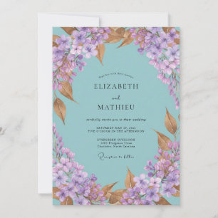 Invitation Mariage Hydrangea Eucalyptus Pervenche Aqua