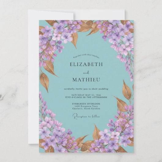 Invitation Mariage Hydrangea Eucalyptus Pervenche Aqua (Devant)