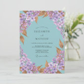 Invitation Mariage Hydrangea Eucalyptus Pervenche Aqua (Debout devant)