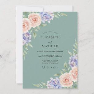 Invitation Mariage Hydrangea Eucalyptus Pervenche Mousse de M