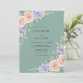 Invitation Mariage Hydrangea Eucalyptus Pervenche Mousse de M (Debout devant)