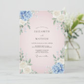 Invitation Mariage Hydrangea Eucalyptus Rose Pâle (Debout devant)