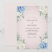 Invitation Mariage Hydrangea Eucalyptus Rose Pâle (Devant / Derrière)