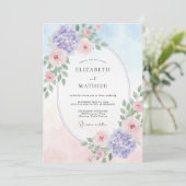 Invitation Mariage Hydrangea Eucalyptus Rose Pervenche (Debout devant)