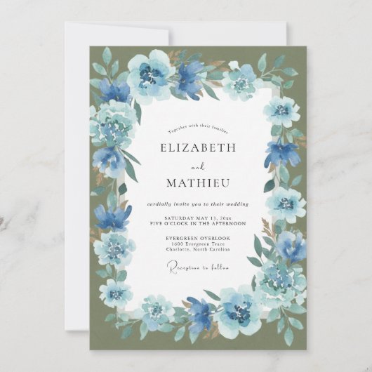 Invitation Mariage Hydrangea Fleur de Maïs et Mousse (Devant)