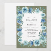 Invitation Mariage Hydrangea Fleur de Maïs et Mousse (Devant / Derrière)