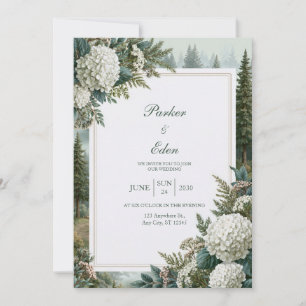 Invitation Mariage Hydrangea Forêt Brumeuse