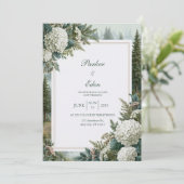 Invitation Mariage Hydrangea Forêt Brumeuse (Debout devant)