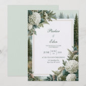 Invitation Mariage Hydrangea Forêt Brumeuse (Devant / Derrière)