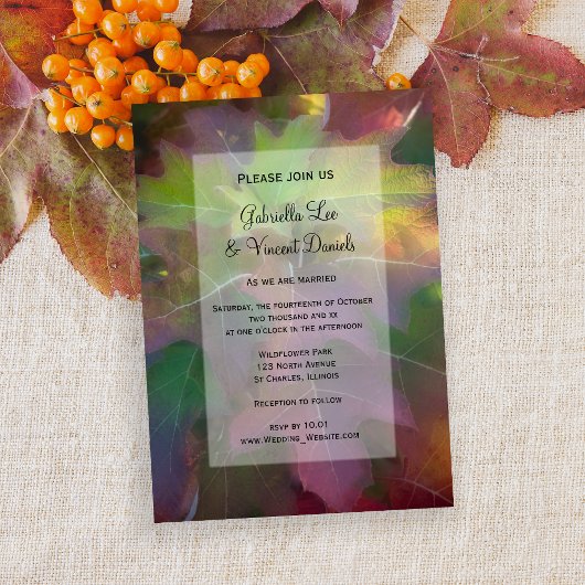 Invitation Mariage Hydrangea Leaf Chêne Automne