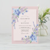 Invitation Mariage Hydrangea Lilas Eucalyptus Pervenche (Debout devant)