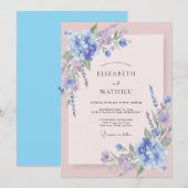 Invitation Mariage Hydrangea Lilas Eucalyptus Pervenche (Devant / Derrière)