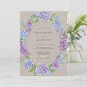 Invitation Mariage Hydrangea Lilas Pervenche Eucalyptus (Debout devant)