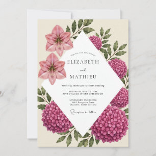 Invitation Mariage Hydrangea Lis Magenta