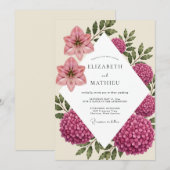 Invitation Mariage Hydrangea Lis Magenta (Devant / Derrière)