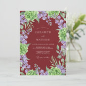 Invitation Mariage Hydrangea Luxuriant Bourgogne (Debout devant)