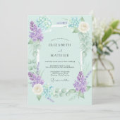 Invitation Mariage Hydrangea Mauve Pervenche Eucalyptus (Debout devant)