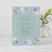 Invitation Mariage Hydrangea Orné Vert Sauge (Debout devant)