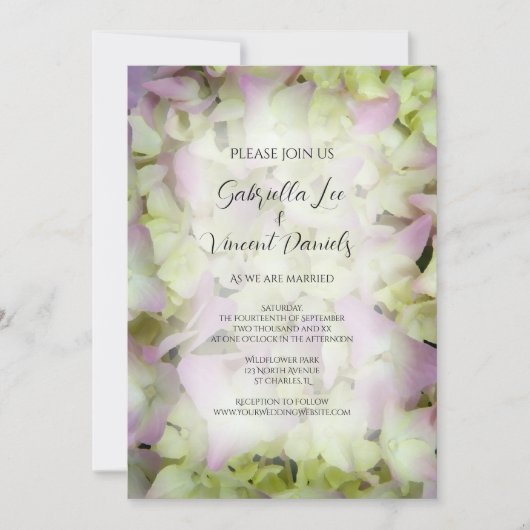 Invitation Mariage Hydrangea presque rose (Devant)