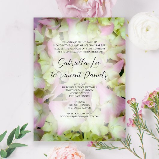 Invitation Mariage Hydrangea presque rose