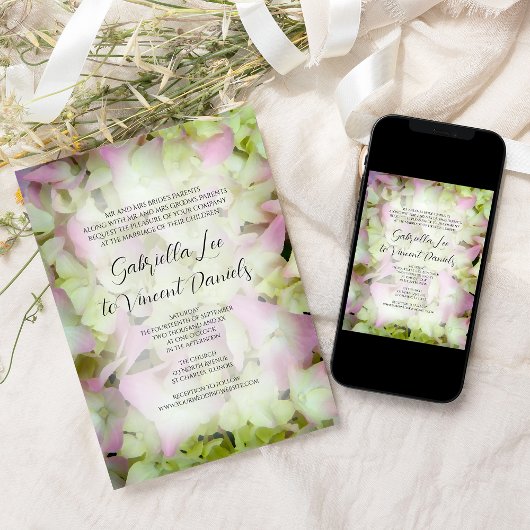 Invitation Mariage Hydrangea presque rose
