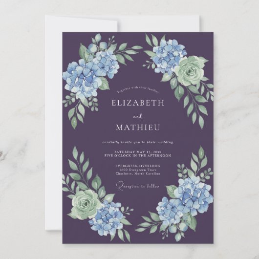Invitation Mariage Hydrangea Prune Sauge Eucalyptus (Devant)