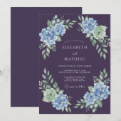 Invitation Mariage Hydrangea Prune Sauge Eucalyptus (Devant / Derrière)
