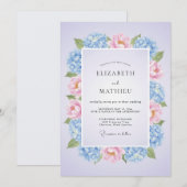 Invitation Mariage Hydrangea Sérène Lavande (Devant / Derrière)