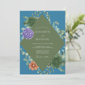Invitation Mariage Hydrangea Violette Eucalyptus Cuivré (Debout devant)