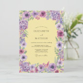 Invitation Mariage Hydrangea Violette Eucalyptus Ivoire (Debout devant)