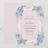 Invitation Mariage Hydrangea Wisteria Pervenche (Devant / Derrière)