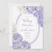 Invitation Mariage Hydrangeas Blanc Violet à pois (Devant)