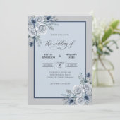 Invitation Mariage Ice Blue Bloom (Debout devant)