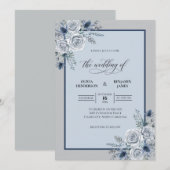 Invitation Mariage Ice Blue Bloom (Devant / Derrière)