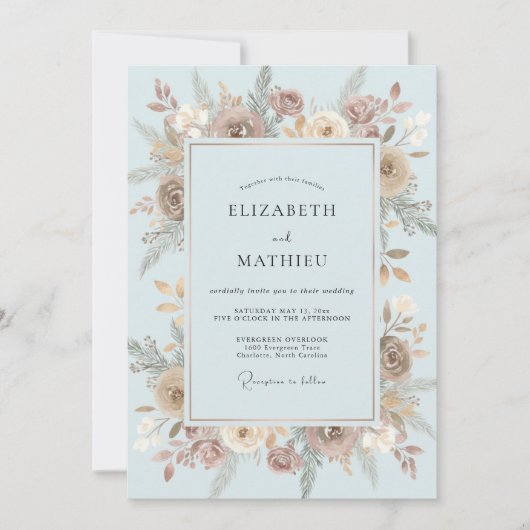 Invitation Mariage Ice Taupe Bloom (Devant)
