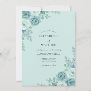 Invitation Mariage Icy Aqua Pivoine