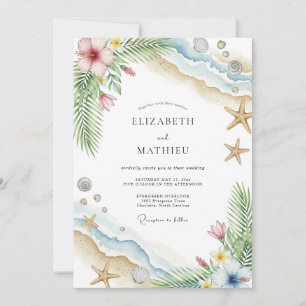 Invitation Mariage idyllique sur la côte de sable