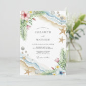 Invitation Mariage idyllique sur la côte de sable (Debout devant)