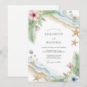 Invitation Mariage idyllique sur la côte de sable (Devant / Derrière)