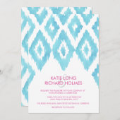 Invitation Mariage Ikat bleu (Devant / Derrière)