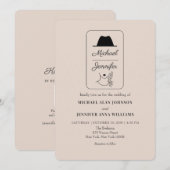 Invitation Mariage illustré avec code QR vintage (Devant / Derrière)