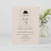 Invitation Mariage illustré avec code QR vintage (Debout devant)
