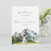 Invitation Mariage Illustré de Montagne Rustique  (Debout devant)