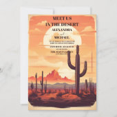 Invitation Mariage illustré Retro Desert Cactus (Devant)
