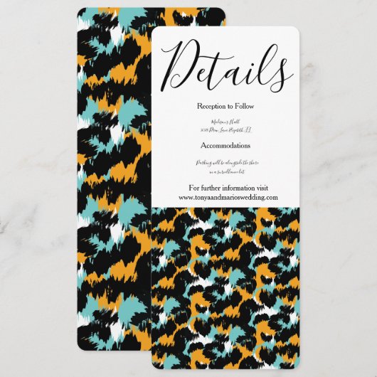 Invitation Mariage Impression Animale Éclaboussure Féline (Devant / Derrière)