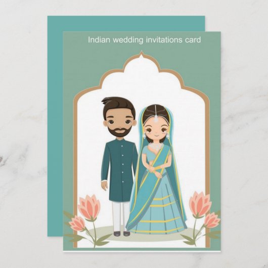 Invitation mariage indien (Devant / Derrière)
